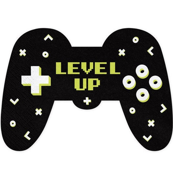 Gaming Party Paper Napkins - Gamepad Napkins - Video Game Party - Kids Game On Party Supplies-Gamers Party Decor-Level Up Birthday-Pack Of 6 - Jolie Fete