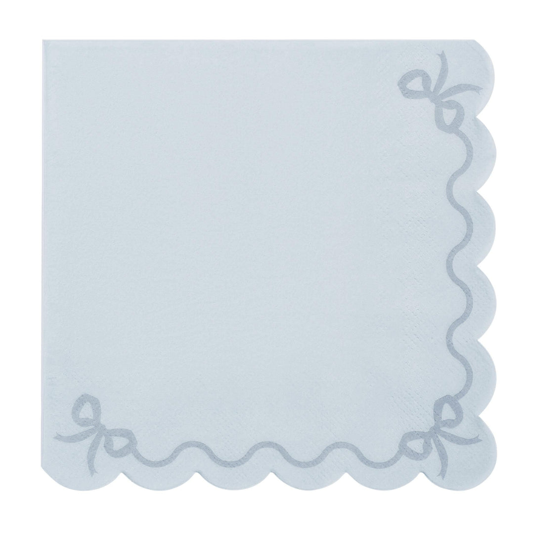 Pastel Blue Napkins - Baby Blue Party Paper Napkins - Light Blue Birthday Party Tableware - Scallop Edge Design - Pack Of 12 - Jolie Fete UK