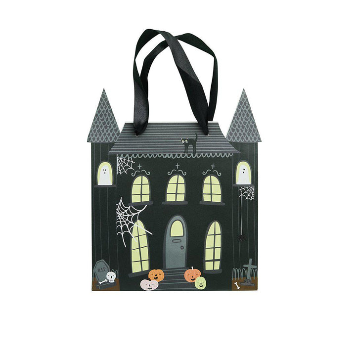 Halloween Party Bags - Black Haunted House Halloween Treat Bags - Halloween Party Decorations - Retro Halloween - Pack Of 5 - Jolie Fete UK