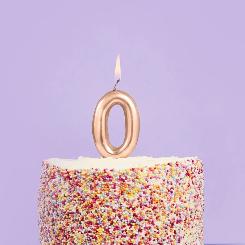 Gold Number 0 Candle - Zero Birthday Cake Candle - Age Candles - Gold Party Decorations