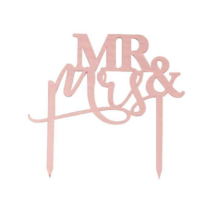Rose Gold Mr And Mrs Cake Topper - Acrylic Wedding Cake Toppers - Modern Boho Decor - Pampas Grass Wedding Collection