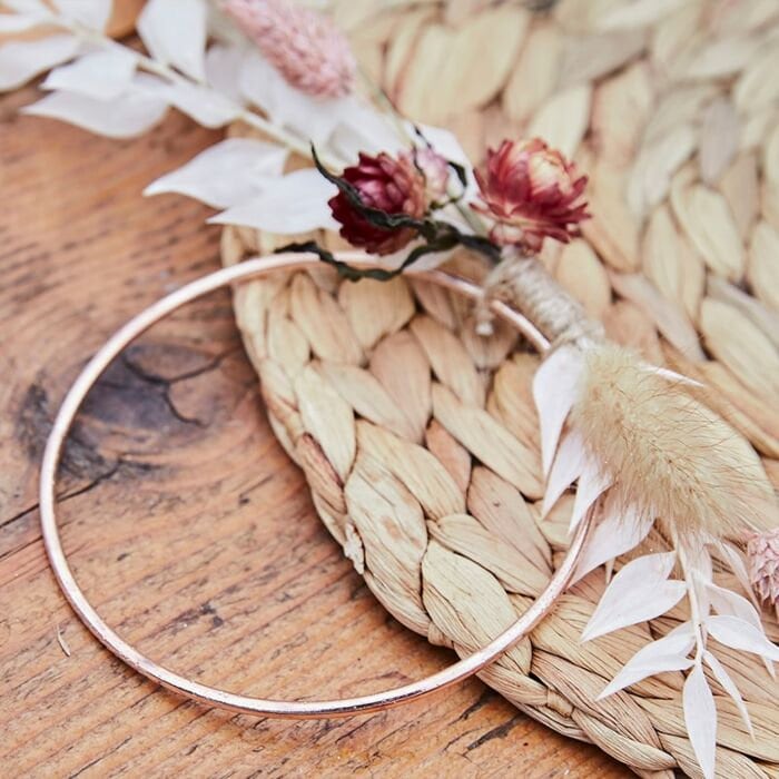Rose Gold Hoops And White Place Cards - Contemporary Wedding Place Cards - Modern Boho Decor - Pampas Grass Wedding Collection - Pack Of 4