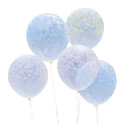 Pastel Floral Balloons - Blue, Pink & Yellow Printed Balloon Bundle - Birthday Balloons - Baby Shower - Hen Party Balloons - Pack Of 5