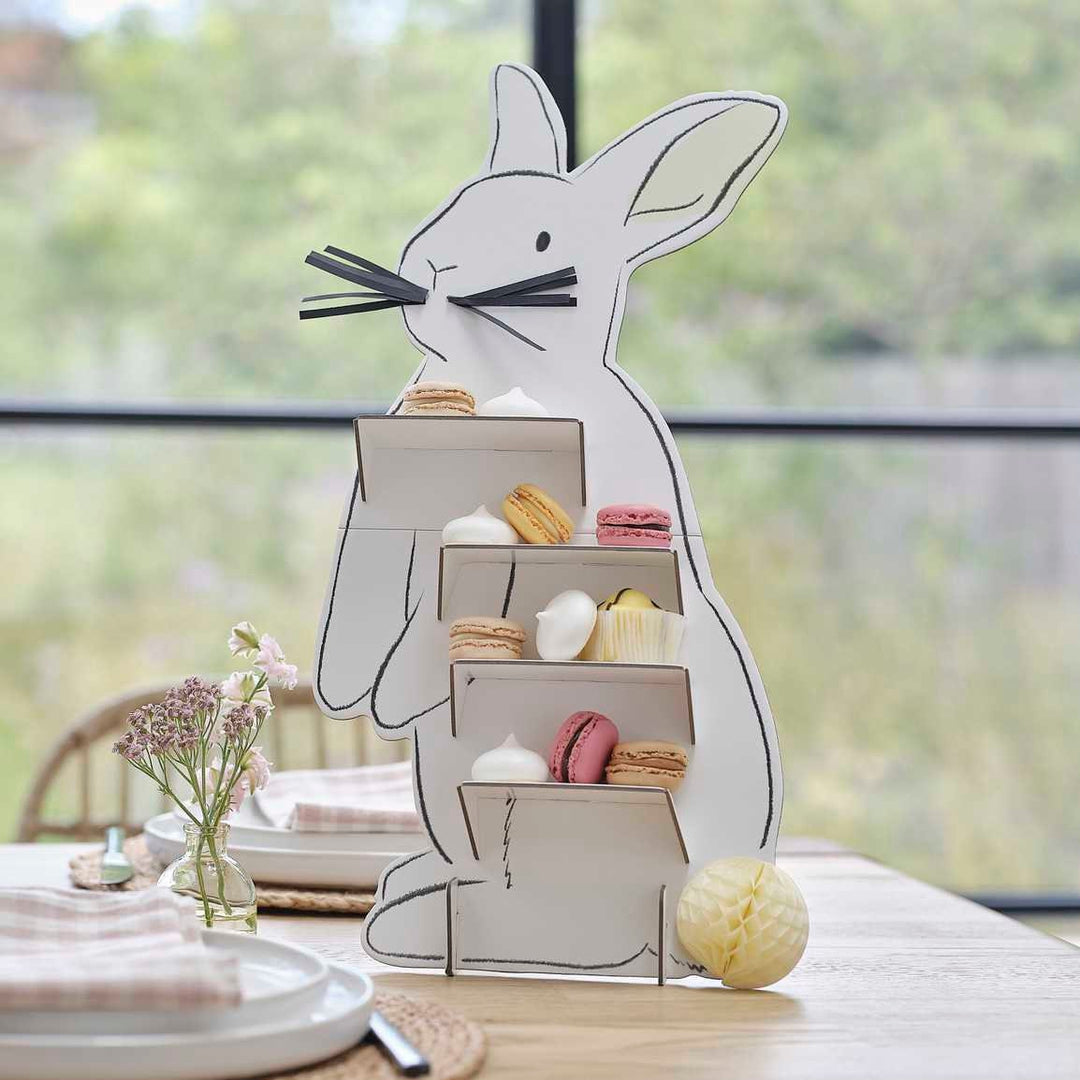 Easter Bunny Treat Stand - Easter Display Board - Easter Bunny Cupcake stand-White Rabbit Buffet Food Display Board-Party Platter-Treat Tray
