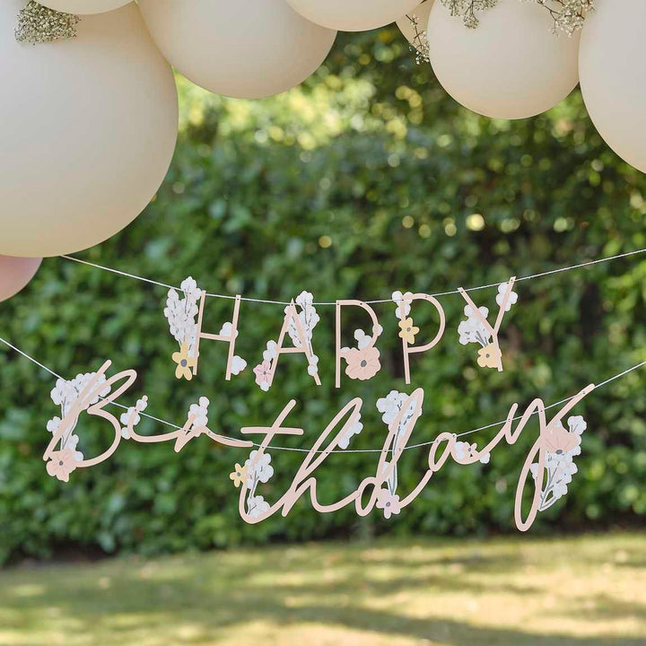 Floral Happy Birthday Bunting - Birthday Party Bunting - Birthday Garland - Hanging Decoration - Birthday Brunch - Afternoon Tea Party