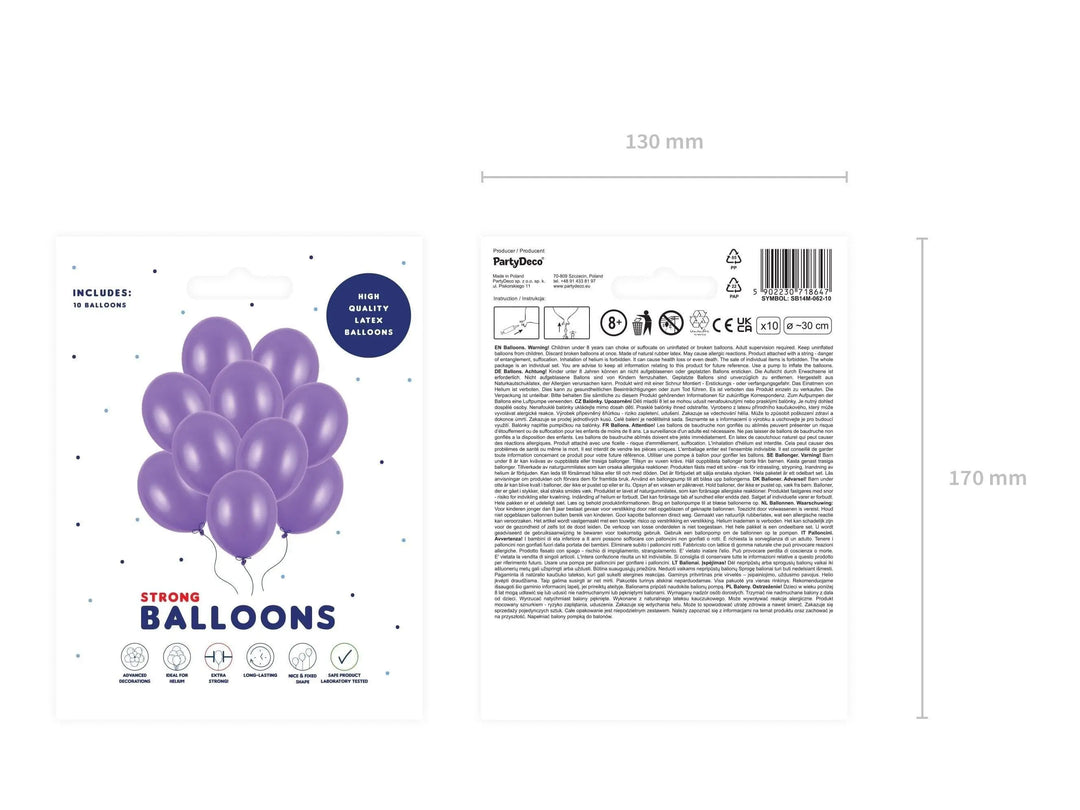 10 x Metallic Purple 12" Strong Round Latex Balloons - Shiny Finish - Birthday Party Balloons -Unicorn Party Balloons-Mermaid Party Balloons - Jolie Fete UK