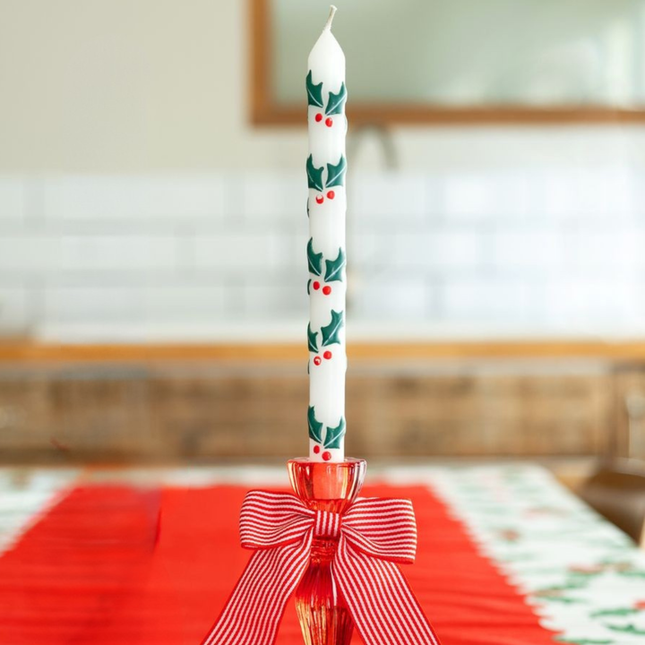 Holly Christmas Dinner Candle x 1