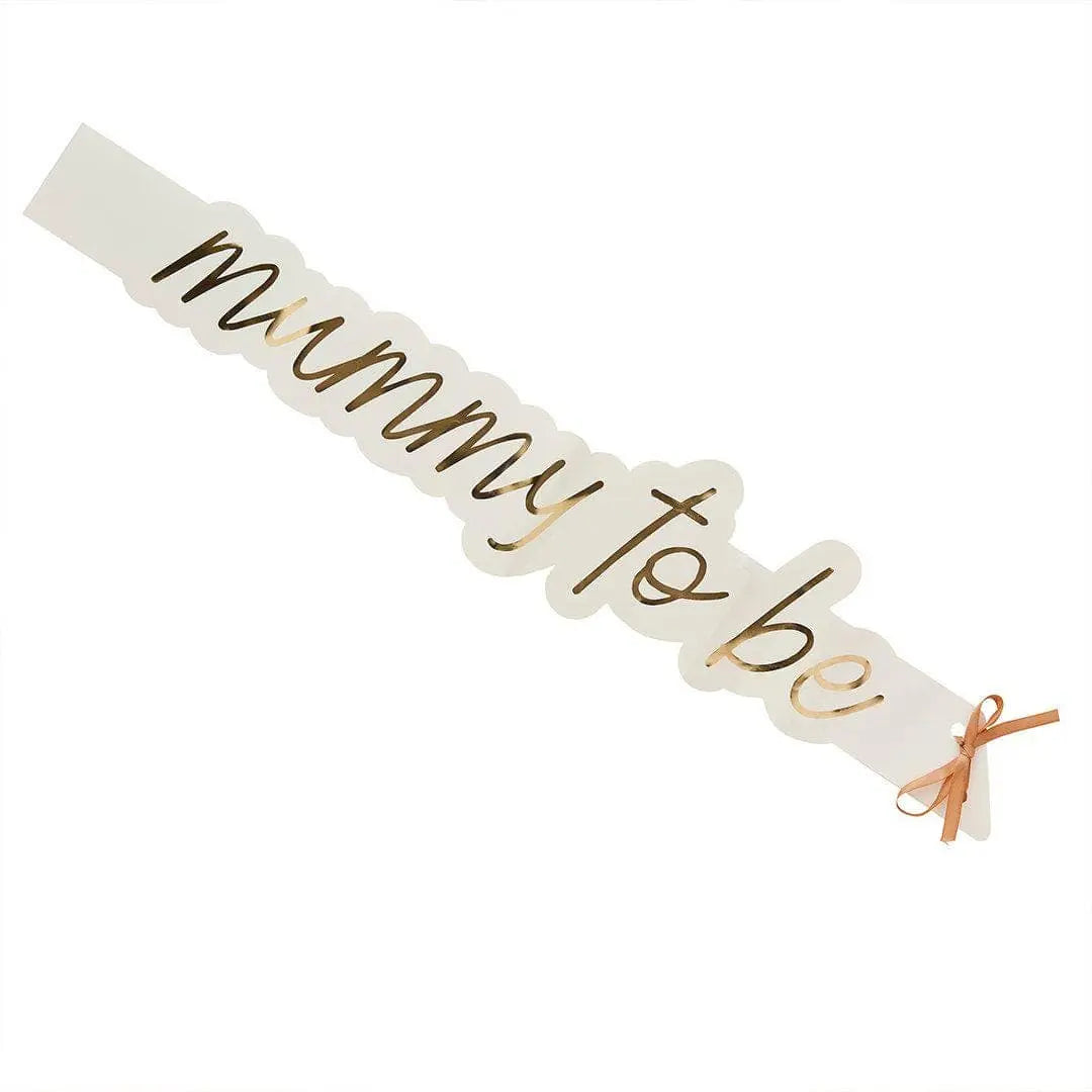 Mummy To Be Sash - Neutral Baby Shower Sash - Beige and Cream Gold Foil - Gender Neutral Baby Shower Decorations - A Little Dream - Jolie Fete UK