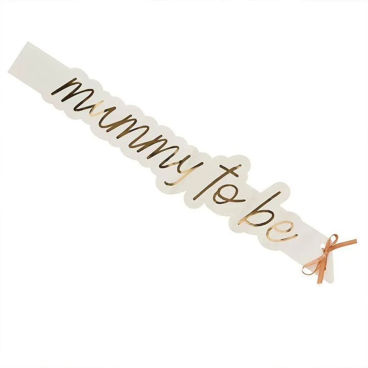 Mummy To Be Sash - Neutral Baby Shower Sash - Beige and Cream Gold Foil - Gender Neutral Baby Shower Decorations - A Little Dream - Jolie Fete UK