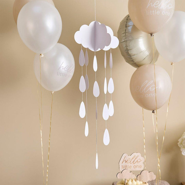 Baby Shower Balloons - Hello Little One Gold Script Latex Balloons - Gender Neutral Party Decor - A Little Dream Collection - Pack of 5 - Jolie Fete UK