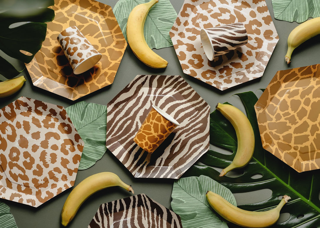 Animal Print Cups - Safari Birthday Tableware - Jungle Patterned Paper Cups - Wild One Party - Kids Birthday Party Supplies - Pack of 6 - Jolie Fete UK