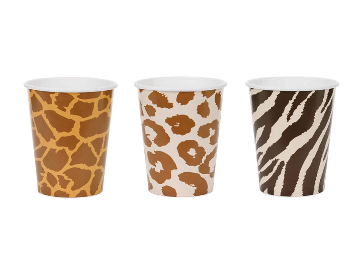 Animal Print Cups - Safari Birthday Tableware - Jungle Patterned Paper Cups - Wild One Party - Kids Birthday Party Supplies - Pack of 6 - Jolie Fete UK