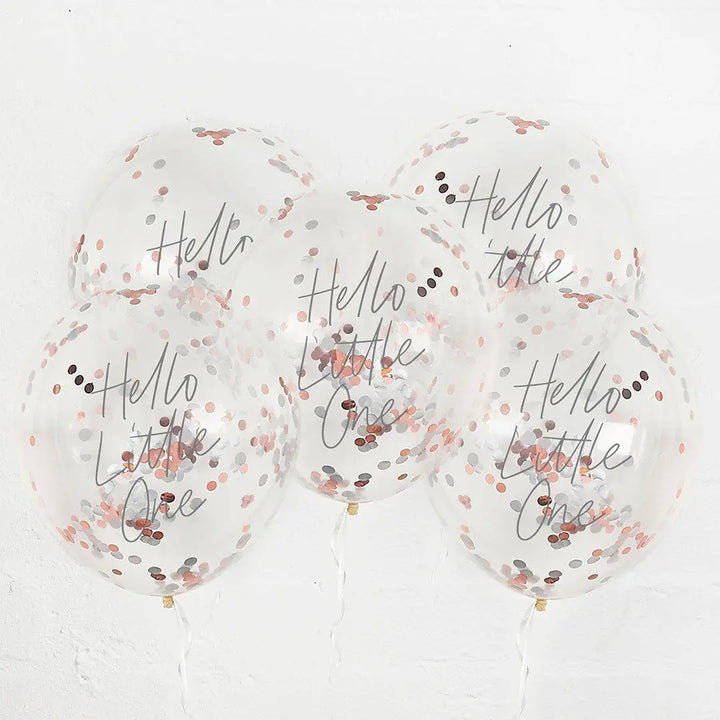Baby Shower Photo Props - Hello Little One - Rose Gold Photo Booth Props - Gender Neutral Party Accessories - New Baby Keepsake - Pack Of 10 - Jolie Fete UK