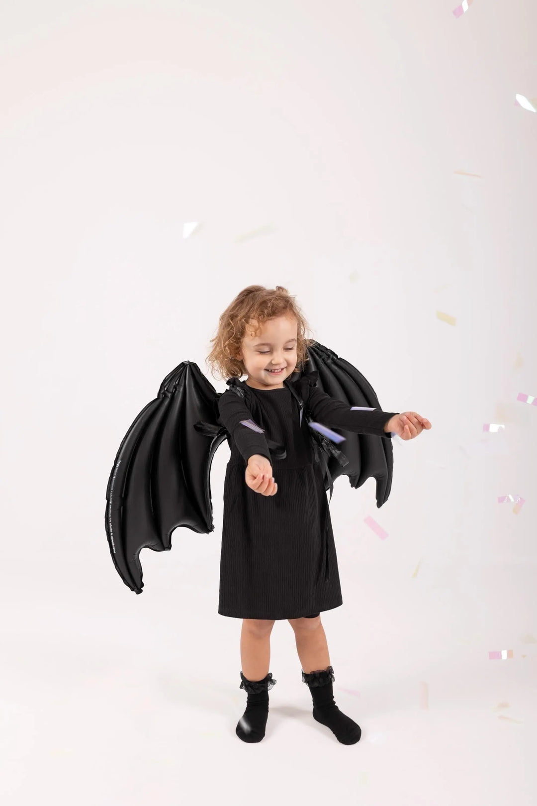 Bat Wings Balloon - Black Bat Wings Balloon With Stars - Halloween Balloons - Kids Dress Up - Halloween Costume - Black Balloons - Jolie Fete UK