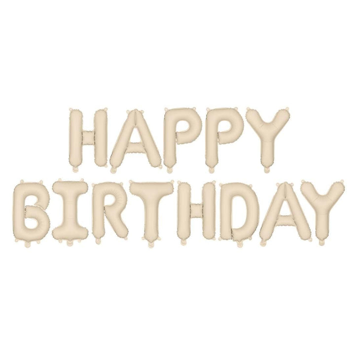 Beige Happy Birthday Balloons - Cream Balloon - Cream Birthday Party Decor - Jolie Fete UK