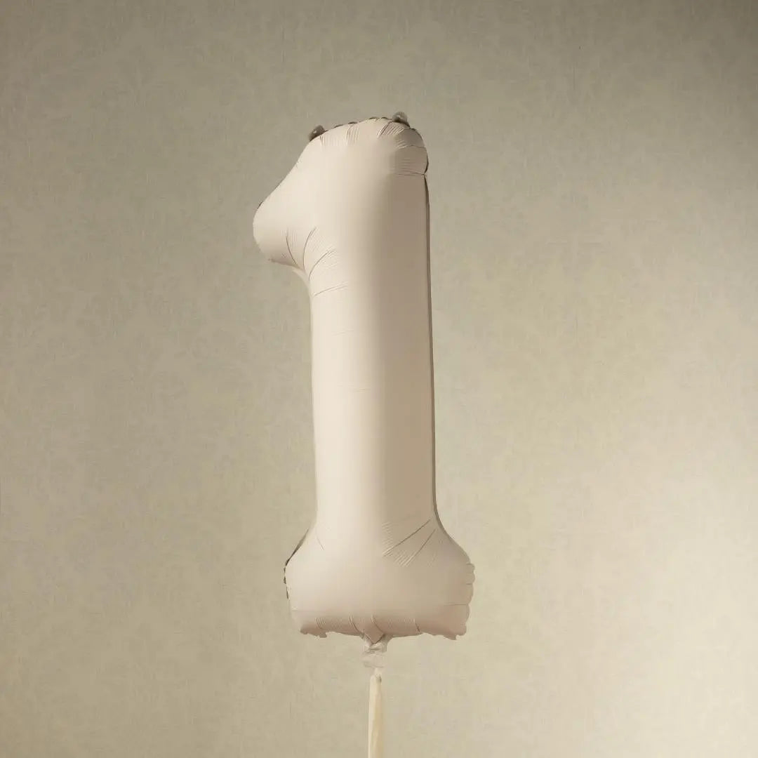 Beige Number 1 Balloon 86cm / 34" - Large Matt Light Beige Foil Mylar Digit - 21st Cream Birthday Balloon - 1st - Anniversary Party Supplies - Jolie Fete UK