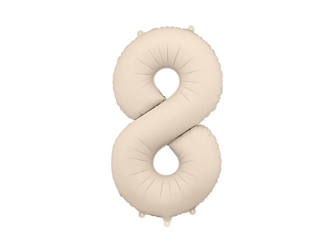Beige Number 8 Balloon 86cm / 34" - Large Matt Light Beige Foil Mylar Digit - 18th Cream Birthday Balloon - 8th - Anniversary Party Supplies - Jolie Fete UK