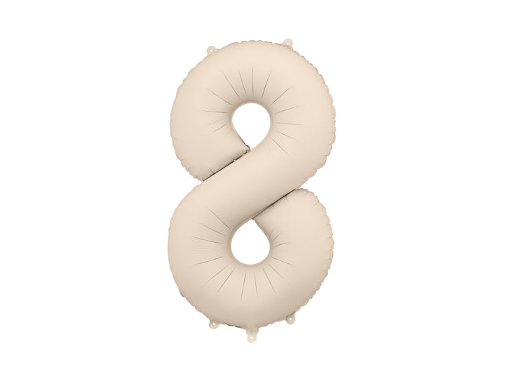 Beige Number 8 Balloon 86cm / 34" - Large Matt Light Beige Foil Mylar Digit - 18th Cream Birthday Balloon - 8th - Anniversary Party Supplies - Jolie Fete UK
