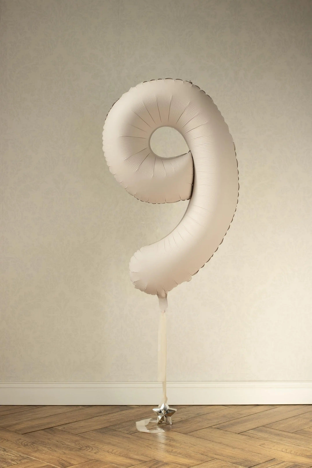 Beige Number 9 Balloon 86cm / 34" - Large Matt Light Beige Foil Mylar Digit - 90th Cream Birthday Balloon - 9th - Anniversary Party Supplies - Jolie Fete UK