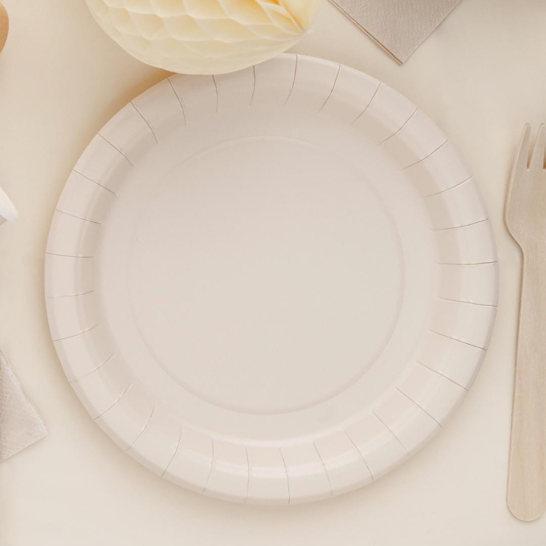 Beige Paper Plates 18cm - Cream Small Party Plates - Dessert Plates - Kids Birthday - Baby Shower Tableware - Pack of 6 - Jolie Fete UK