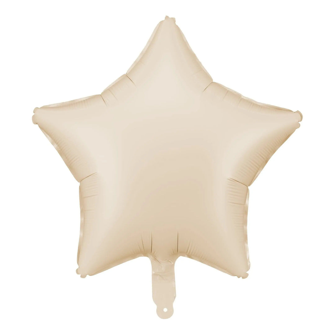 Beige Star Foil Balloon 48cm - Matt Beige Mylar Star Balloon - Twinkle Twinkle Birthday Decor - Baby Shower - Anniversary Party Supplies - Jolie Fete UK