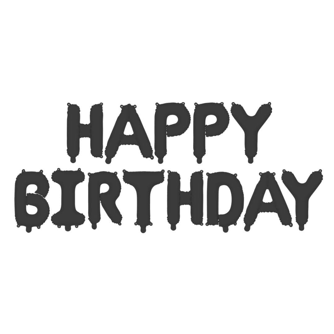 Black Happy Birthday Balloon - Black Party Supplies - Black Birthday Decorations - Jolie Fete UK