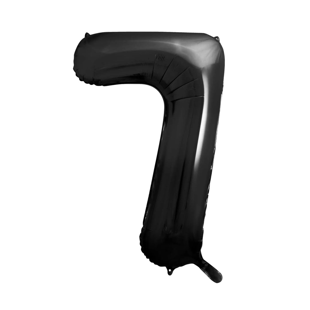 Black Number 7 Balloon 86cm / 34" - Large Matt Black Foil Mylar Digit - 70th Birthday Balloon - 7th - Anniversary Party Supplies - Jolie Fete UK