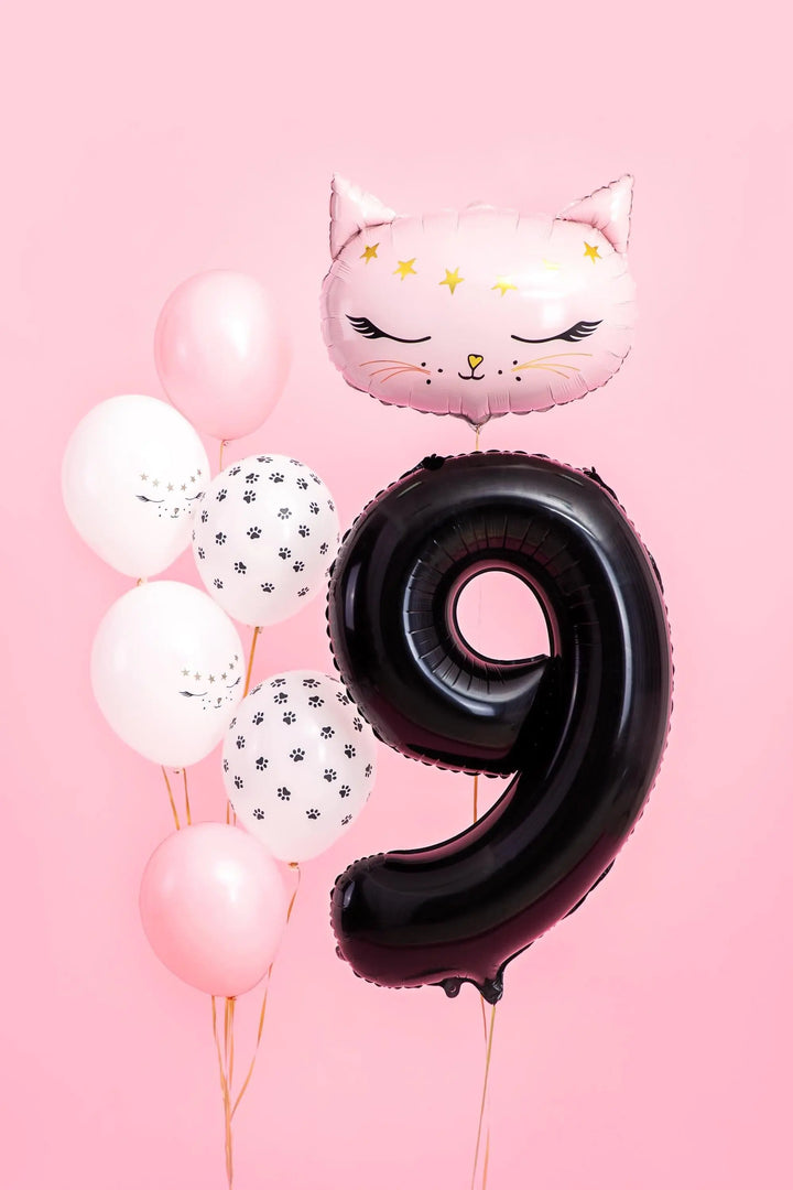 Black Number 9 Balloon 86cm / 34" - Large Matt Black Foil Mylar Digit - 90th Birthday Balloon - 9th - Anniversary Party Supplies - Jolie Fete UK