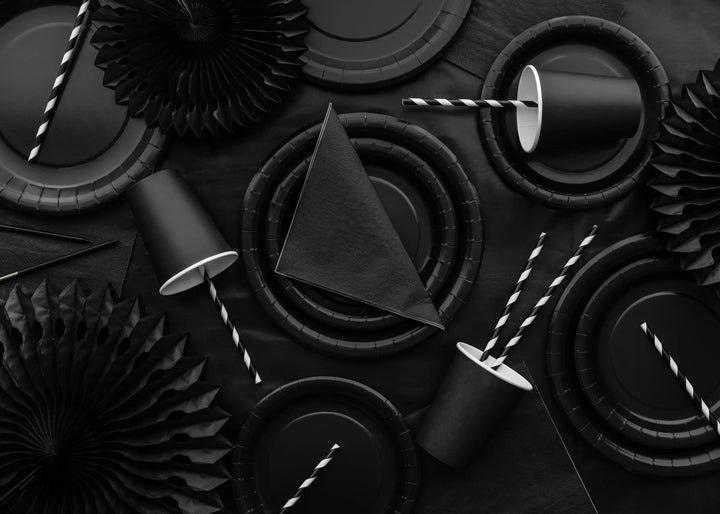 Black Paper Napkins - Black Embossed Dinner Napkins - Kids Pirate Birthday Party Tableware - Halloween Treats - Pack of 20 - Jolie Fete UK