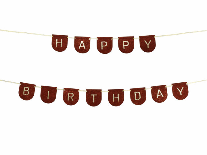 Happy Birthday Banner - Brown & Gold Felt Party Garland - Horse Party Bunting - Birthday Party Decorations - High Quality Reusable Decor -3m - Jolie Fete UK