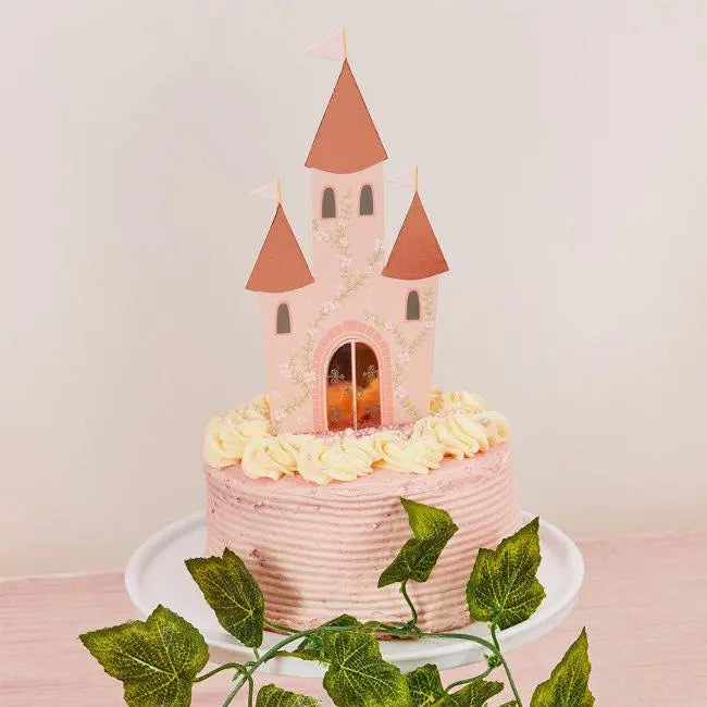 Castle Cake Topper - Princess Party Cake Decoration - Pink Gold Card Topper - Birthday Cake Decor - Little Princess - Fairytale Cake - Jolie Fete UK