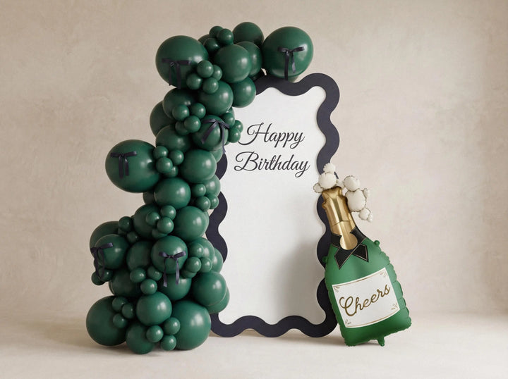 Champagne Bottle Foil Balloon - Cheers Celebration Decor - Large 93cm Green Balloon - Hen Party, Wedding, Graduation - Summer Party Supplies - Jolie Fete UK