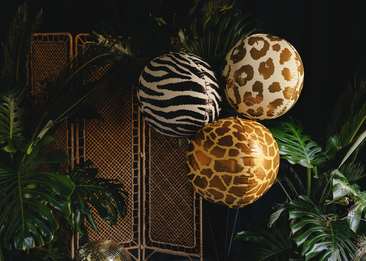 Cheetah Print Balloon - Safari Birthday Decorations - Jungle Theme Foil Balloon - Orb Ball Balloon - Wild One Party - Kids Birthday Party - Jolie Fete UK