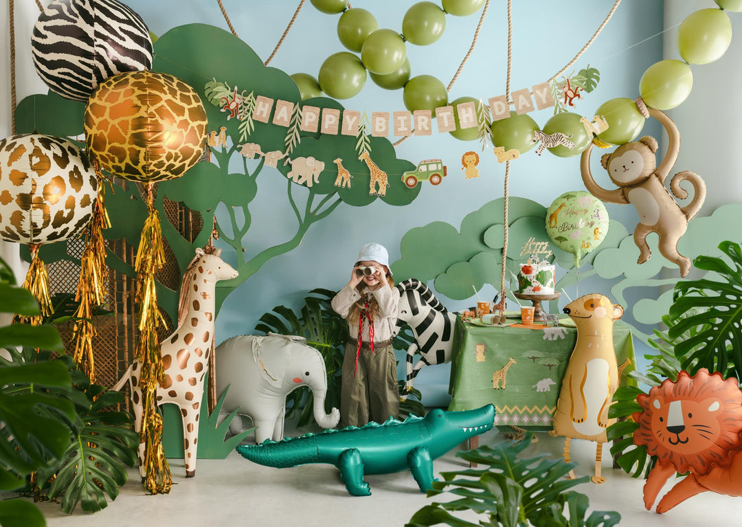 Cheetah Print Balloon - Safari Birthday Decorations - Jungle Theme Foil Balloon - Orb Ball Balloon - Wild One Party - Kids Birthday Party - Jolie Fete UK