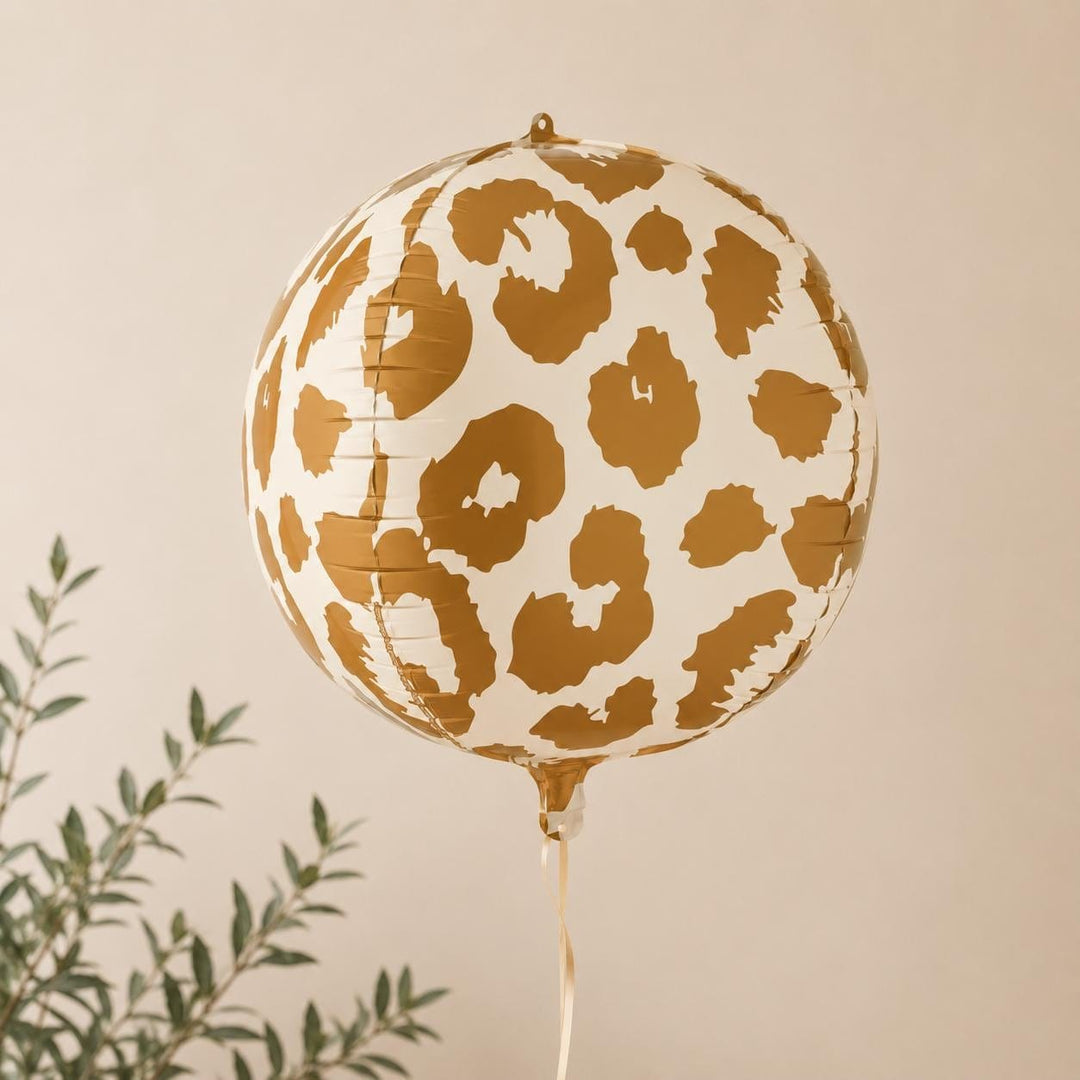 Cheetah Print Balloon - Safari Birthday Decorations - Jungle Theme Foil Balloon - Orb Ball Balloon - Wild One Party - Kids Birthday Party - Jolie Fete UK