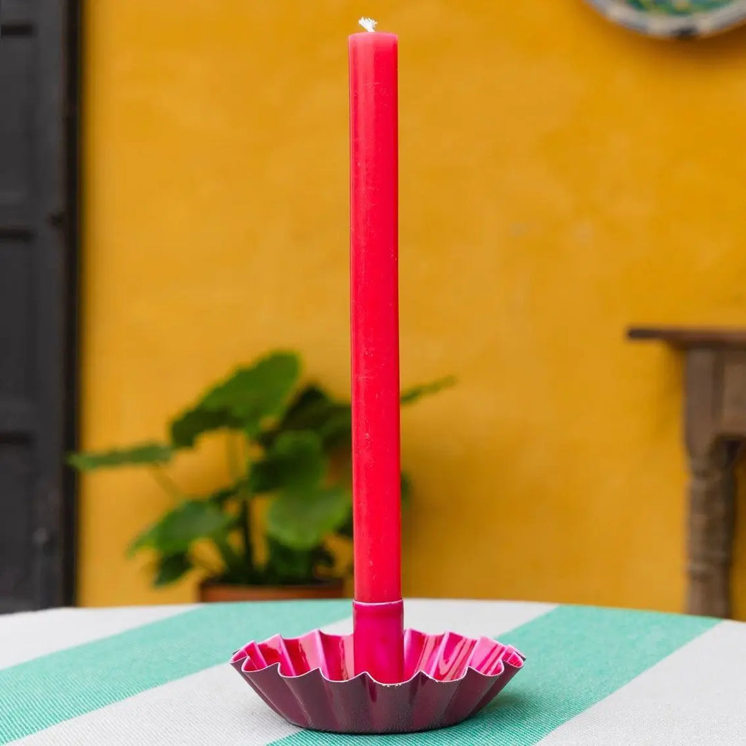 Red Dinner Candle - Dinner Party Candle - Plain Tall Christmas Table Candle - Christmas Decorations - Valentine's Day Dinner - Pack Of 1 - Jolie Fete UK