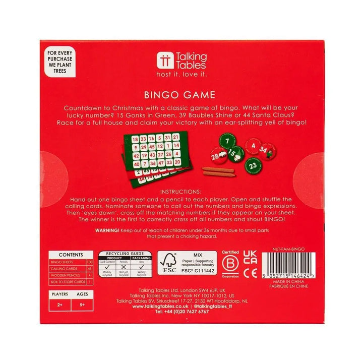 Christmas Bingo Game - Family Christmas Game - After Dinner Game - Christmas Party Game - Family Games Night - Stocking Filler - Jolie Fete UK