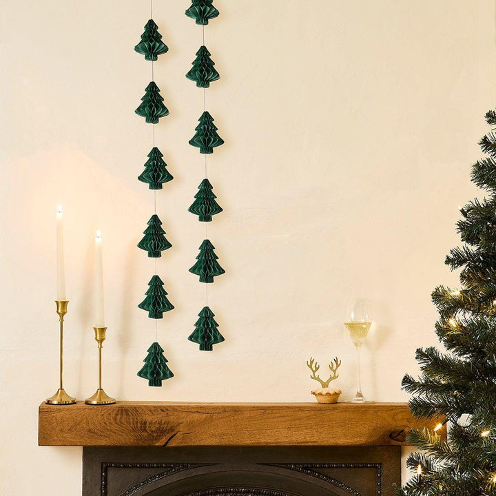 Christmas Honeycomb Tree Garland - Green Christmas Garland - Christmas Party Decorations - Tree Decor - Holiday Decor - 2m - Jolie Fete UK