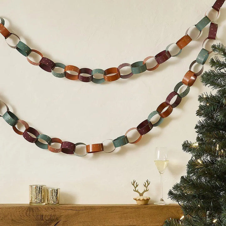 Christmas Paper Chains With Stars - Christmas Garland - Christmas Party Decorations - Tree Decor - Multicoloured - Holiday Decor -Pack Of 48 - Jolie Fete UK