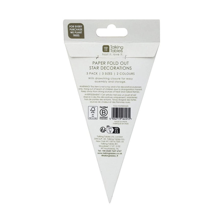 Christmas Paper Stars - Christmas Tree Decorations - Christmas Decorations - Red & Green Decorations - Holiday Decor - 2 Colours - Pack Of 3 - Jolie Fete UK