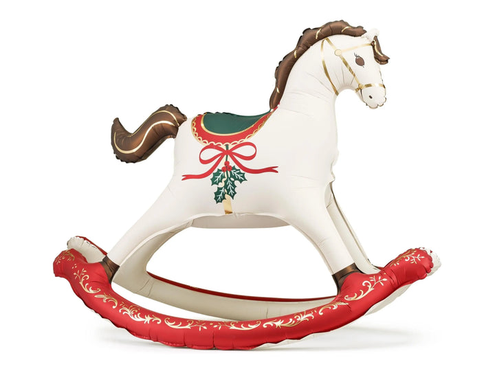 Christmas Rocking Horse Foil Balloon - Large Christmas Decoration - Festive Party Balloon - Holiday Decor - Kids Xmas - Inflate With Air - Jolie Fete UK