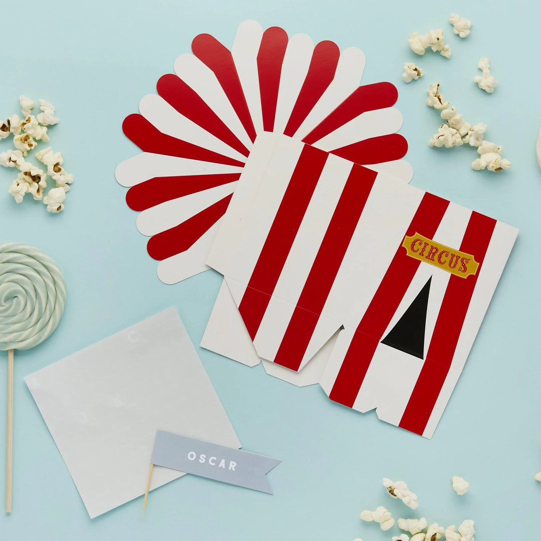 Circus Party Boxes - Customisable Big Top Snack Boxes - Circus Party Bags - Carnival Funfair - Kids Birthday Party - Big Top Theme-Pack Of 4 - Jolie Fete UK