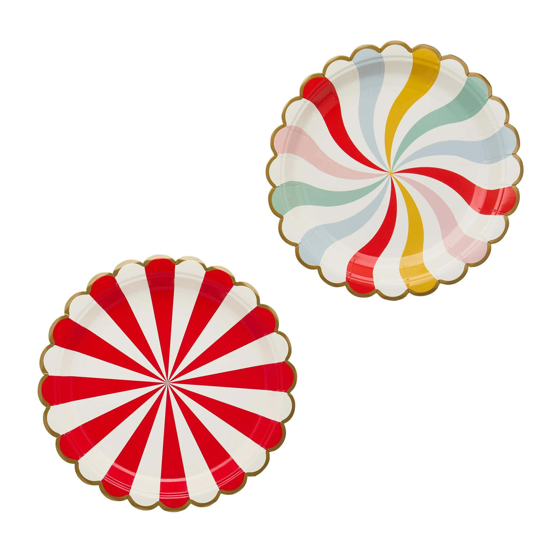Circus Plates - Circus Party Paper Plates - Stripes And Swirls - Carnival Party - Funfair Theme - Kids Birthday Party Supplies - Pack of 8 - Jolie Fete UK