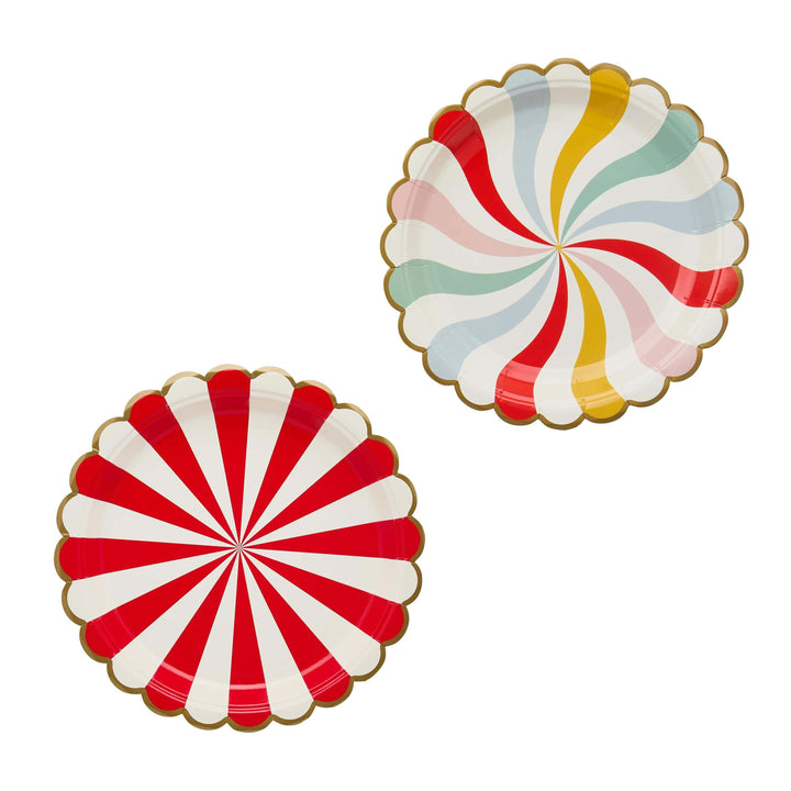 Circus Plates - Circus Party Paper Plates - Stripes And Swirls - Carnival Party - Funfair Theme - Kids Birthday Party Supplies - Pack of 8 - Jolie Fete UK