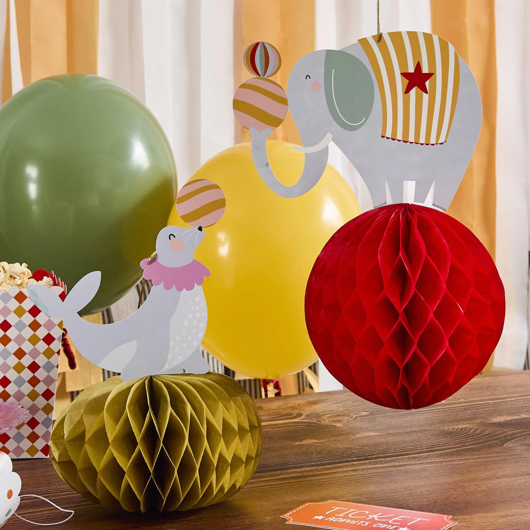 Circus Balloons - Circus Party Plain Colour Balloons - Circus Party Decorations - Carnival Funfair - Kids Birthday Party - 12" - Pack Of 5 - Jolie Fete UK