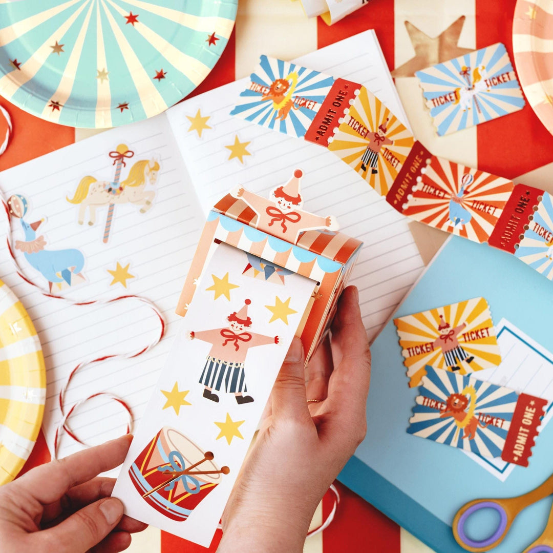Circus Stickers - Carnival Party Supplies - Funfair Theme - Kids Birthday Party Supplies - Gift Wrap - Party Favours - Circus Entry Tickets - Jolie Fete UK