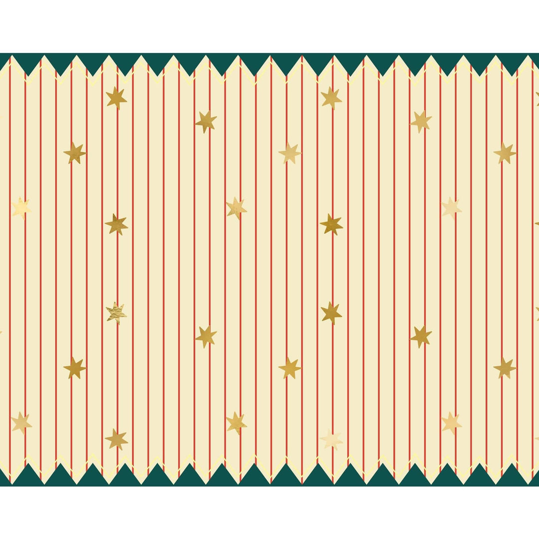 Circus Stripe Tablecloth - Paper Tablecloth With Thin Red Stripes & Gold Stars - Carnival Party Supplies - Funfair Theme-Kids Birthday Party - Jolie Fete UK