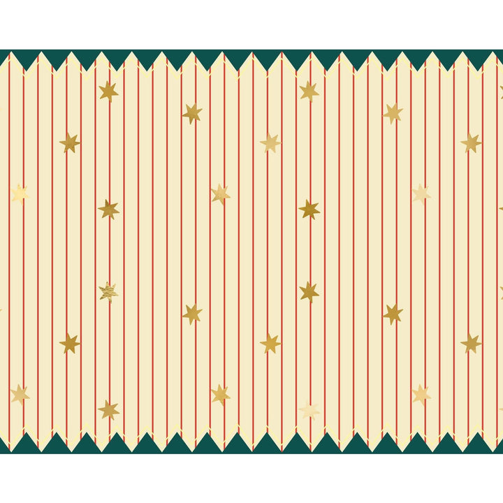 Circus Stripe Tablecloth - Paper Tablecloth With Thin Red Stripes & Gold Stars - Carnival Party Supplies - Funfair Theme-Kids Birthday Party - Jolie Fete UK