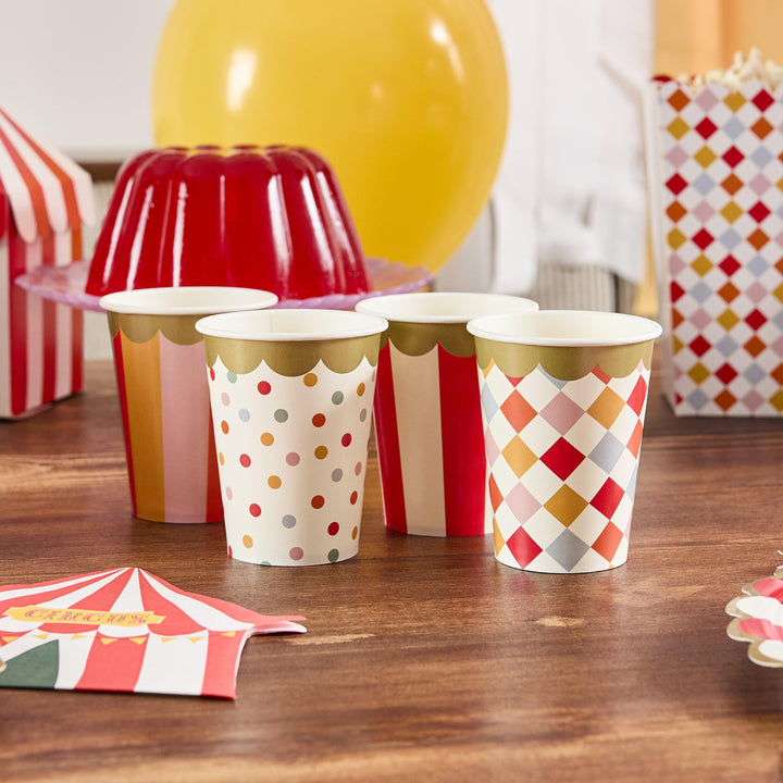 Circus Napkins - Circus Tent Shaped Paper Napkins - Red Stripes - Circus Party - Funfair Theme - Kids Birthday Party Supplies - Pack of 16 - Jolie Fete UK