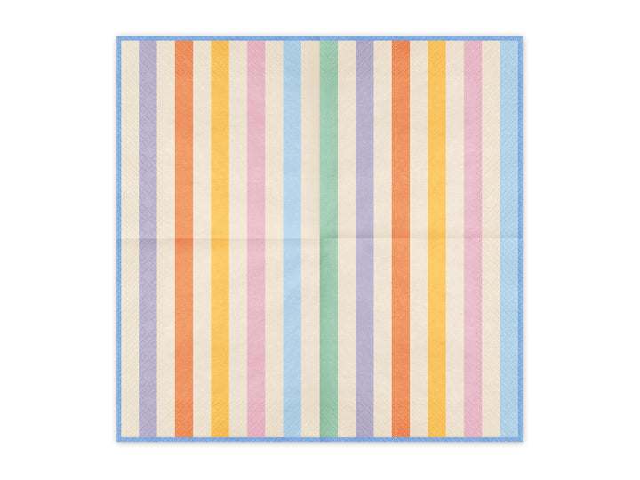 Colourful Striped Paper Napkins - Summer Party Tableware - Rainbow Picnic Decor - Tropical Party Decor - Garden BBQ Accessories - Pack Of 20 - Jolie Fete UK